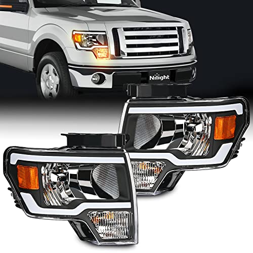 Nilight Headlights Assembly for Ford F150 F-150 2009 2010 2011 2012 2013 2014,Led DRL Headlamp,Black Housing