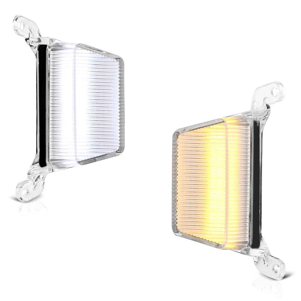 [Switchback White & Amber LED] For Chevy Silverado GMC Sierra 1500 2500HD 3500HD Chrome Towing Mirror Backup Clearance Turn Signal Light Lamp Assembly Housing Replacement, Driver & Passenger Side