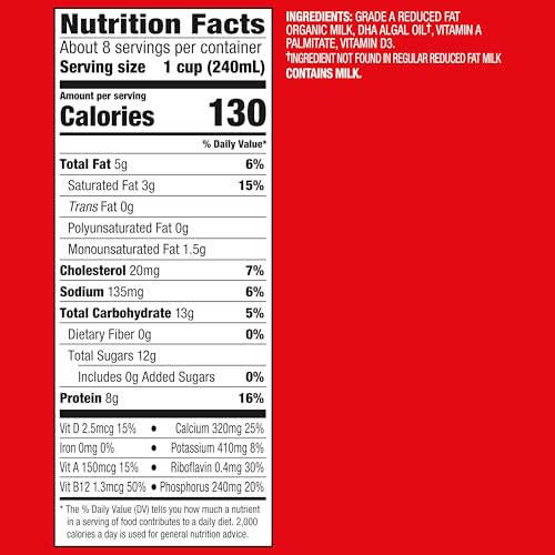 Horizon Organic DHA Omega-3 Milk, DHA 2 Percent Milk, 64 fl oz Half Gallon Carton - Thumbnail 2