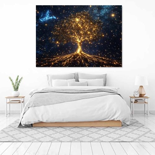 Arbre de vie déco murale solution tableau cadre doré 30x50cm - 3