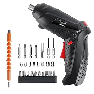26 in 1 Electric Screwdriver Cordless Rechargeable Small Power Drill Set 3.6V Li-ion 3.5N·m Max Torque Electric Rotatable with Case LED Light Screwdriver for Home Office DIY Tools (Black)