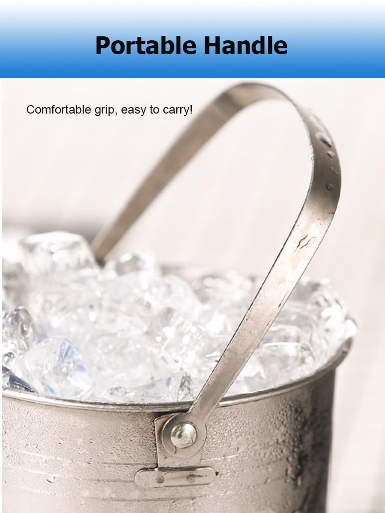 Cubo de hielo de acero inoxidable grueso de 1 L, paquete de 1, 2 y 4 unidades, for cubitos de hielo, cubo de hielo ligero con pinzas for barbacoas, picnics y bares en casa.(4Pcs)