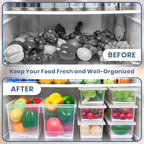 Image of JD FRESH 2 Piece Fridge Storage Containers /Organizer with Removable Drain Plate and Lid /Freezer containers /Vegetables Storage Box for Refrigerator /Fridge containers for Fruits /Meat /Fish (1500 ML)