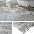 Livelynine 16-Tiles Peel and Stick Floor Tile 12X12 Kitchen Antique Wood Look Removable Floor Tiles Peel & Stick Vinyl Flooring Waterproof Sticky Tiles for Floor Bathroom Renter Friendly Grey Laminate