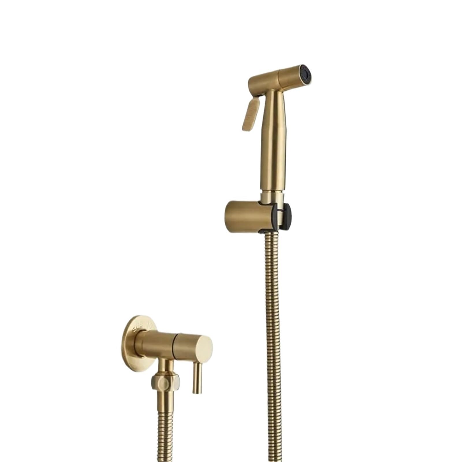 ZYCHSJXA Brushed Gold Douche Kit Hand Held Bidet Sprayer Stainless Steel Toilet Faucet Valve Jet Set hygienic Shower(Brushed Gold)