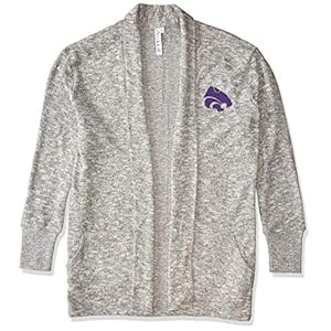 Chicka-d Kansas State Wildcats Women’s Cozy Fleece Cardigan Heather Grey, Small