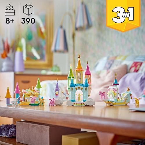 Image of LEGO Creator 3in1 Unicorn Castle Toy Animals Playset and Room Decor 31175 Building Blocks Toys for 8+ Gift for Boys and Girls