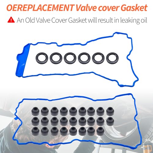 Image of HiSport Engine Valve Cover Gasket Set - Compatible with Buick Allure Enclave Encore Lacrosse Cadillac ATS CTS SRX STS XTS GMC Acadia Canyon Terrain 1.4L 3.0L 3.6L 2008-2020 - Replace VS50808R