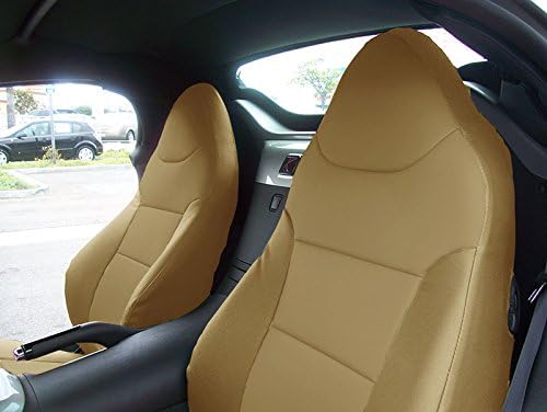Iggee Pontiac Solstice 2006-2009 - Fundas de asiento delantero de piel sintética beige hechas a medida