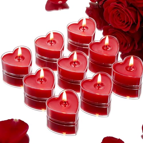 Bougies Cœur Chauffe Plat Rouges Parfumées - Décoratives pour Saint-Valentin, Anniversaire, Mariage, Fête, Décoration d'Intérieur (Rouge)