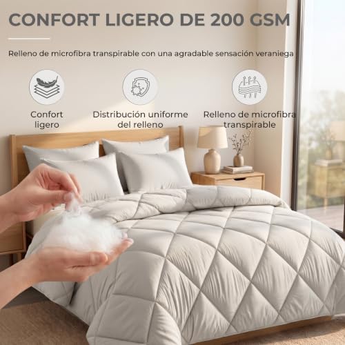 Edredón de verano de 135 x 200 cm microfibra transpirable lavable sin funda 4