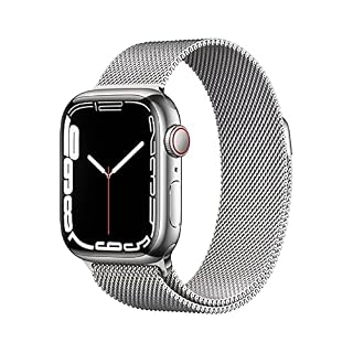Apple Watch Series 7 GPS + Cellular, 41mm Silver Stainless Steel Case with Silver Milanese Loop (Renewed)