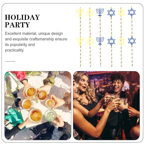 20 pitillos de papel para fiesta Hanukkah multicolor miniatura 7