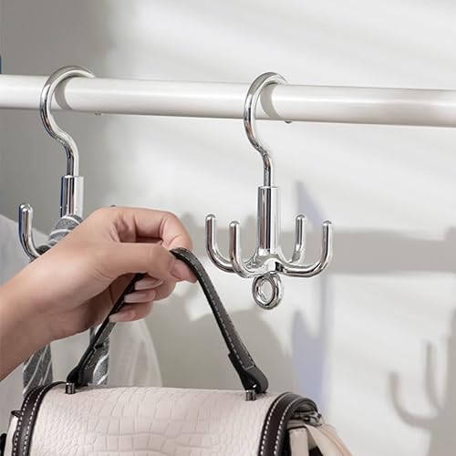 Miniatura 7 de Zerodeko Gancho giratorio para armario 4 garras gancho para cinturón giratorio de 360 grados organizador de armario para bufandas cinturones