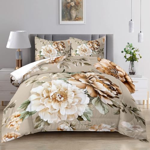 Raphus cucullatus Floral Bedding Full Comforter Sets,Flower Comforter Set Full,Flower Bed Comforter Full Set,Botanical Bedding Pretty Comforter Set Full