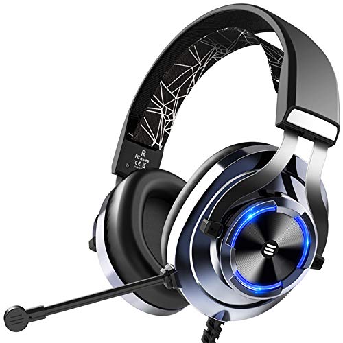 2021 Gaming-Headset PC-Headset mit komfortablen Ohrenschützern Geräuschunterdrückendes Mikrofon und RGB-Licht, Over-Ear-Kopfhörer Kompatibel