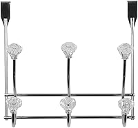 Vista 8 de Home Basics Estante colgante de 5 ganchos para colgar sobre la puerta con pomos de cristal, multiusos para colgar ropa, abrigos, toallas, batas