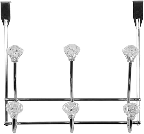 Home Basics 3 ganchos para puerta con pomos de cristal, organiza ropa, abrigos, batas, toallas para dormitorio, baño o armario, cromado