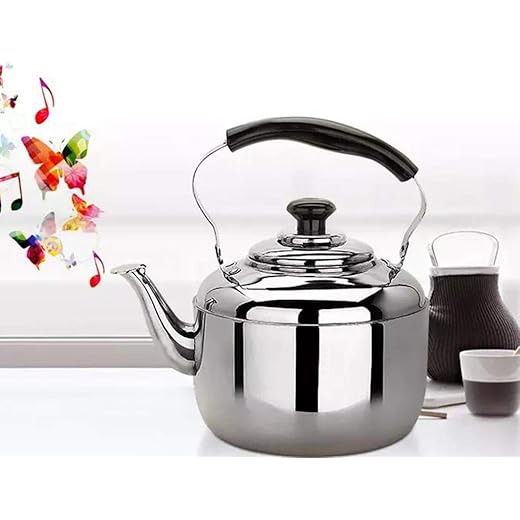 CALANDIS? Stainless Steel Whistling Tea Kettle Coffee Kitchen Stovetop Induction 4L