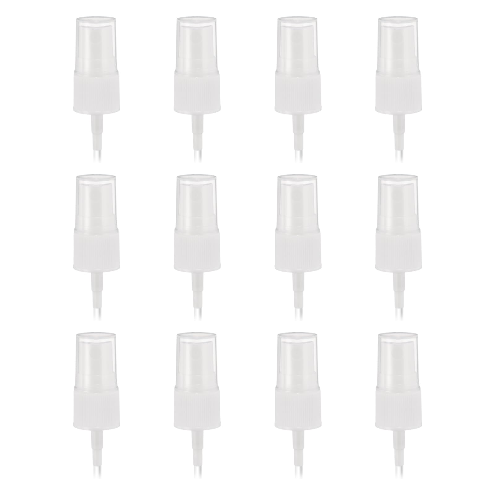 sourcing map 12 Pcs White Spray Top, 18/410 Fine Mist Sprayer Reusable Replacement Spray Bottle Pump Stripe Plastic Top for Cosmetic Perfume and Body Sprays Bottle