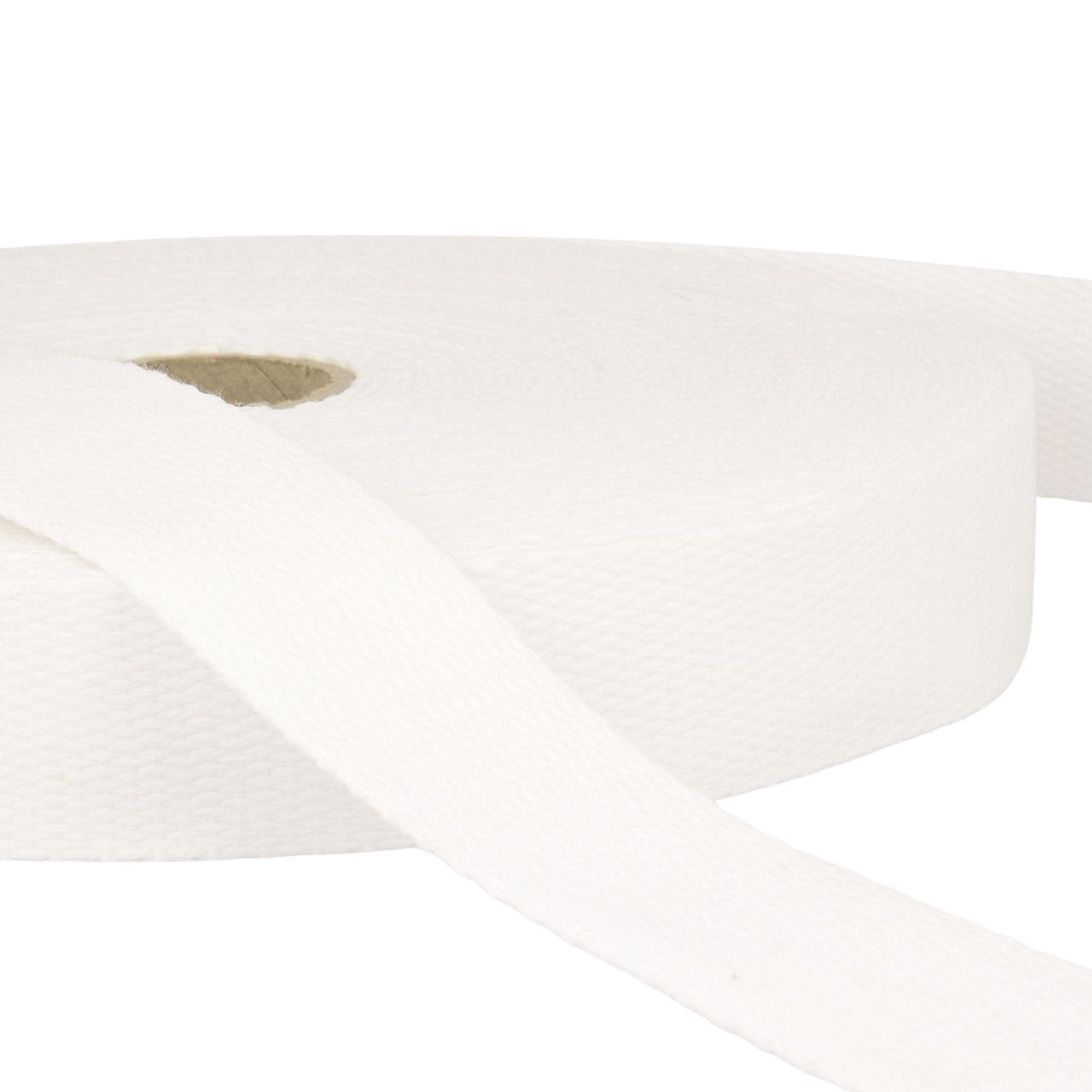 2 Metres White Heavy Duty Cotton Webbing, 25mm Wide Strong Thick Firm Strap, Machine Washable 30°C, Perfect for Bag Handles, Tote Straps, Belts, Pet Leads, Repairs & Crafts by Giddy Square