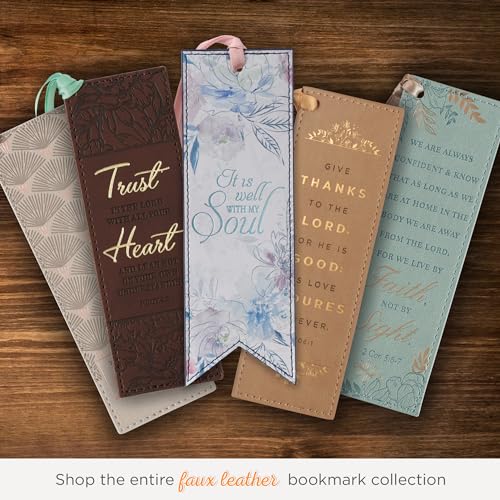 Image of Christian Art Gifts Premium Faux Leather Bookmark: It is Well with My Soul