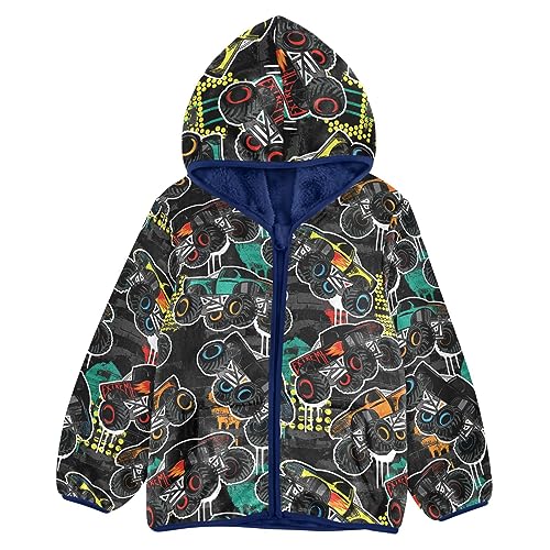 Image of Aflyko Boys Fleece Coat Blue Zip-Up Hoodie Girls Outerwear Kids Hooded Jacket