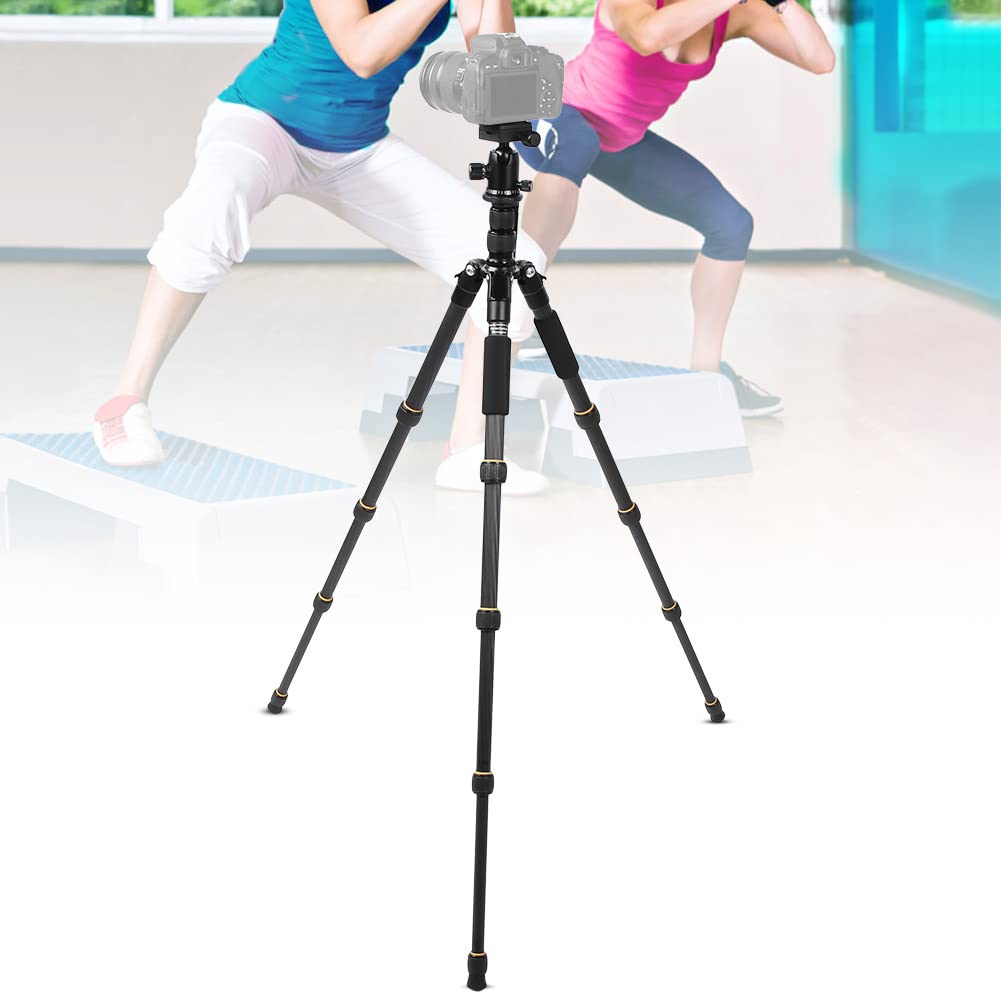 ZOMEI Q666C Monopod z Włókna Węglowego Statyw do Fotografii Podróżniczej DSLR Przenośny 5 Sekcji Czarny 13,8 Cala do Przechowywania