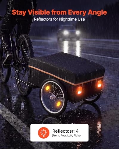 Image of VEVOR Bike Cargo Trailer, 88 /100 /130 /160 lbs Load Capacity, Heavy-Duty Bicycle Wagon Cart, Foldable Compact Storage with Universal Hitch