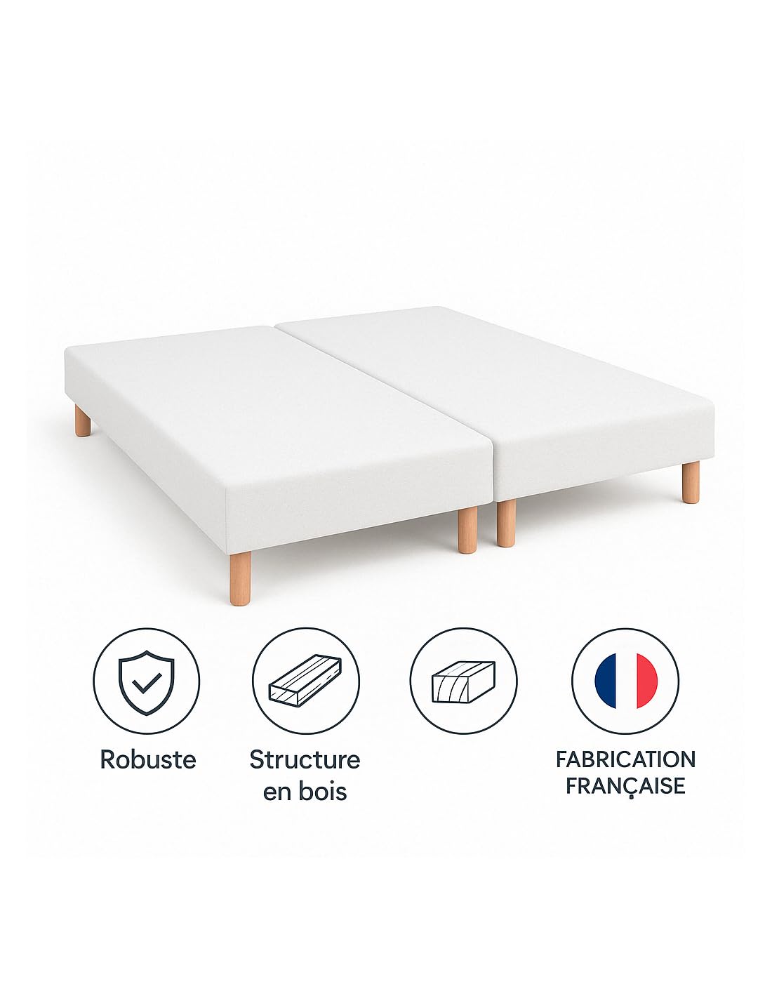 by sommiflex SOMMIER TAPISSIER Blanc 90x200x2 (180x200) avec Pieds offerts –