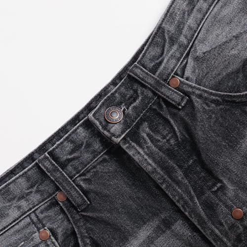 Men's Straight Tapered Leg Jeans Casual Mid Waist Vintage Denim Pants3