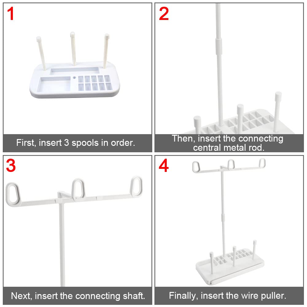 Porta Bobine Per Macchina Da Cucire - Supporto Plastica Con 3 Posti Bobine + Spazio Accessori, Rosa - Foto 7