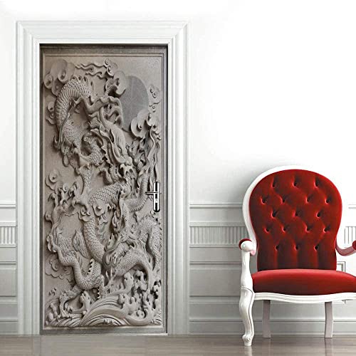 Adesivo Per Porte 3D Adesivo Per Porte Porta Art Porta Poster Bambini Camera Da Letto Porta Carta Da Parati Adesivo Da Parete In Vinile Fai-Da-Te Rimovibile Impermeabile - Motivo Floreale In Rilievo