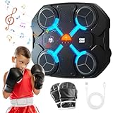 Bluetooth Music Boxing Machine, LED Musik Boxmaschine, Musik-Box-Trainingsgerät mit Boxhandschuhen, Datenkabel, Elektronische Boxen Training Geräte, 3 Geschwindigkeitsmodi für Kinder Heimtraining