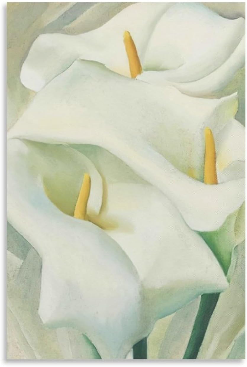 Rikin Liuff Georgia O'Keeffe Poster and Prints Georgia O'Keeffe Calla Lilies Canvas Wall Art Aesthetic Painting for Home Wall Decor Picture 40x55cm Frameless
