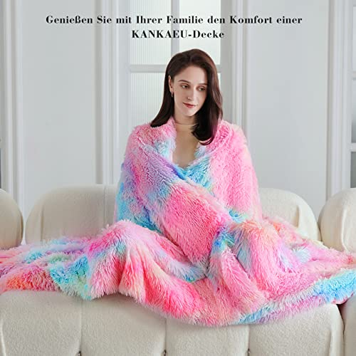 Kuscheldecke Flauschig 160x200 cm, Super Warme Decke, Hochwertige Wohndecke, Weich & Komfort Regenbogen Decke, Wolldecke Kunstfell, Sofadecke, Fleecedecke, Tagesdecke - Image 3
