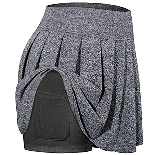 GDJGTA Women's Athletic Stretch Pleated Skort Tennis Skirts with Shorts and Pockets for Running Tennis Golf Workout Sports