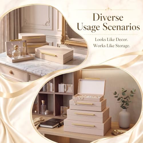 ForraFun Set of 4 Decorative Storage Box with Lids, Beige Decorative Box by ForraFun - Used condition - Image 4