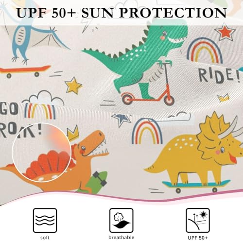 CaTaKu Girls One Piece Swimsuit Dinosaurs Bicycle Bathing Suit Long Sleeve UPF 50+ Rash Guard Swimwear 3-12Y4