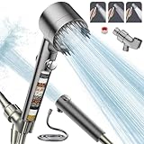 Cabezal de Ducha de Mano Con interruptor,Alta Presión Y Múltiples Modos De Pulverización,Filtro De Agua Suave De 18...