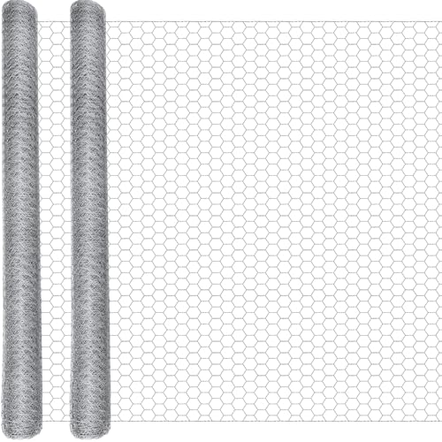 GlikCeil 36 in x 100 ft Chicken Wire Fencing Metal Floral Chicken Wire Mesh for Crafts Poultry Garden, 1 Inch Hexagonal Galvanized Hardware Cloth Netting for Poultry Coop Barrier Rabbit Cage(Silver)