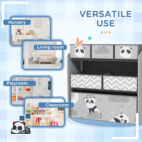 PRINKROOMY 3-Tier Storage Unit Organizer Cabinet with 6 Bins, Cute Storage Cabinet with Collapsible Fabric Drawer Supplies Dresser Storage Rack for Playroom Bedroom Living (Gray) - Thumbnail 5
