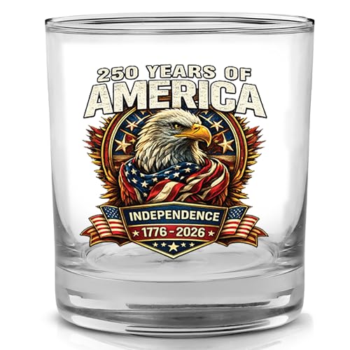 Rogue River Tactical 250th Anniversary America Patriotic Veteran Old Fashioned Glass Gift For Patriot USA Flag 1776-2026 Semiquincentennial (250 Years)