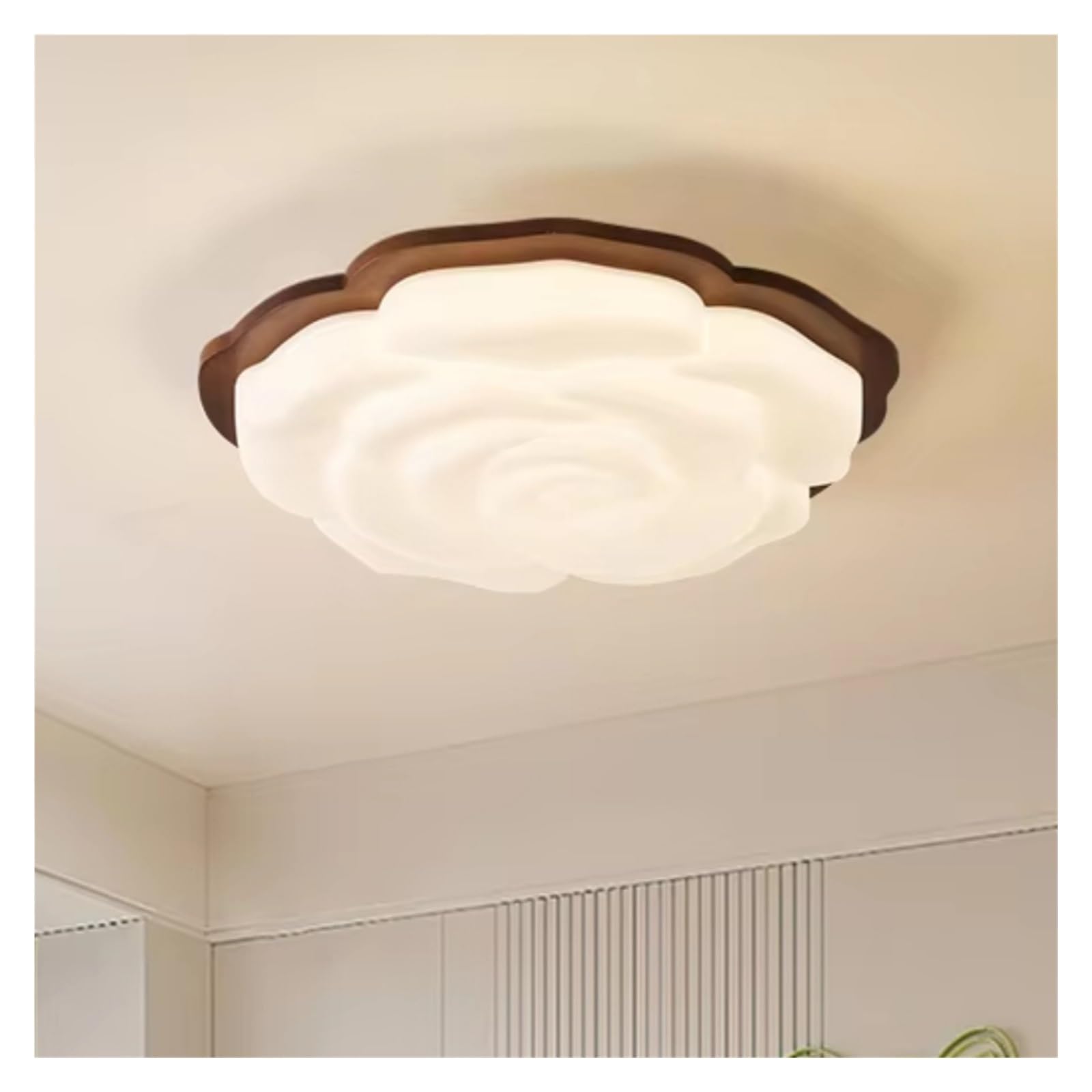 Lampada da soffitto in Legno per Camera da Letto, Soggiorno, Studio, Lavoro, Lampada a LED in Noce con Finitura Rosa, apparecchio di Illuminazione Spaziale.