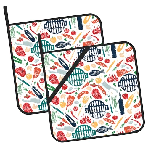 JASAKOO Lot de 2 maniques colorées pour barbecue - Résistantes à la chaleur - Pour cuisine et pâtisserie - Cadeaux pour femme