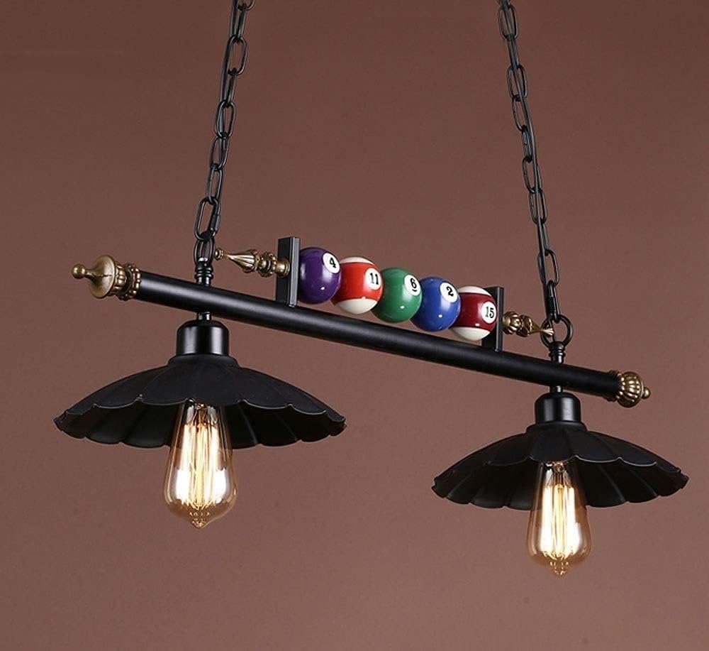 Chandelier Iron Pool Table Pendant Light Adjustable Billiard Lights Hanging Lighting Industrial V-intage Pendant Light 2 Light Decoration Chandelier Compatible with Pool Billiard Table, Bar Table, Bed
