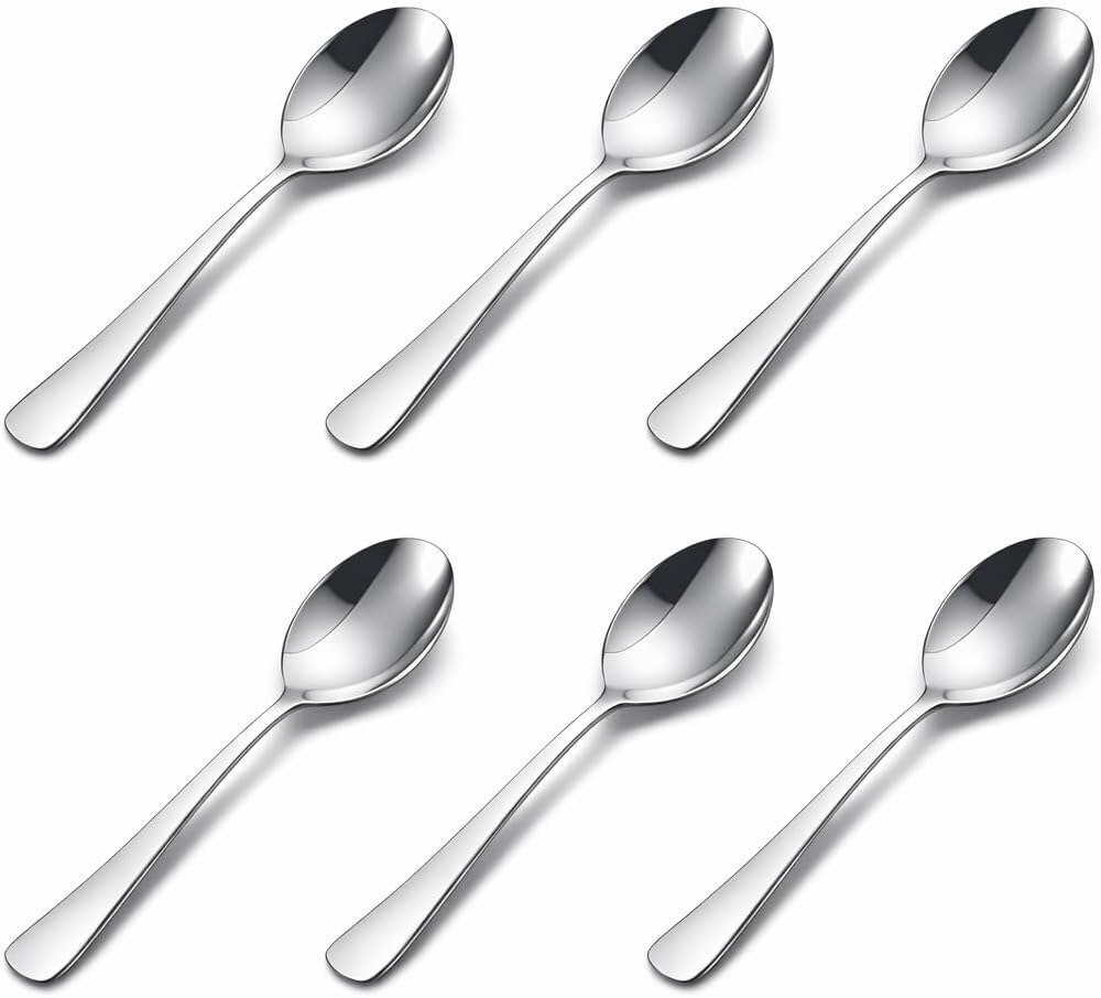 Dinner Spoon, 7.5 Inch Stainless Steel Soup Spoon for Home, Kitchen or Restaurant, Non-toxic & Mirror Polished, Squared Edge & Dishwasher Safe (12 Pcs Spoons)