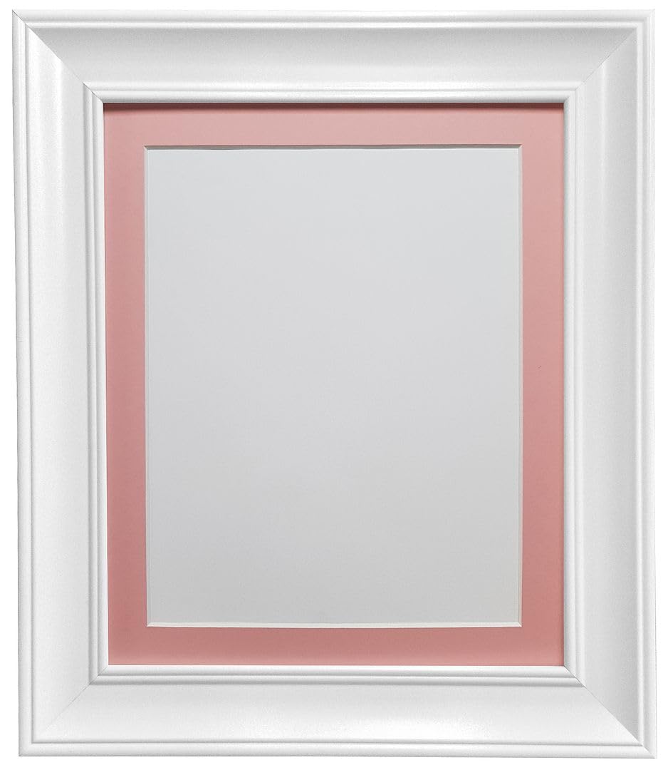 Scandi Vintage White Picture Photo Frame with Pink mount A2 For Image size A3