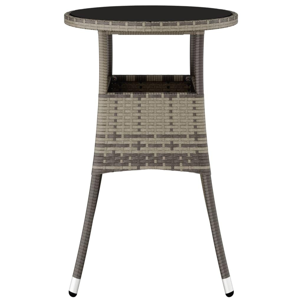 Mesa de jardín de 60 x 75 cm de polirratán gris con cristal templado, marco de acero pulverizado, resistente a la intemperie, ahorra espacio, ideal para balcón, terraza, jardín de invierno y