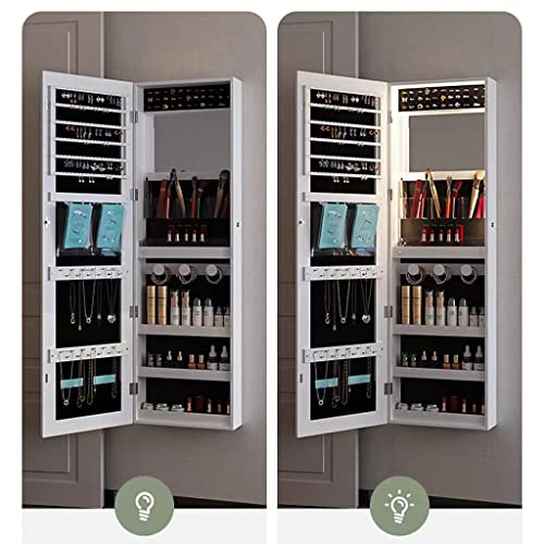 Fifor Jewelry Organizer Cabinet, Lockable Full Length Mirror Jewelry Cabinet, Wall Mounted/Door Hanging Mirror, Large Jewelry Armoire With Mirror Standing, Rear Storage #TOP3